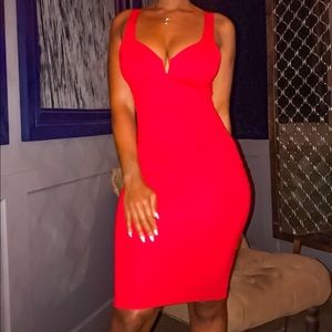 Red midi dress